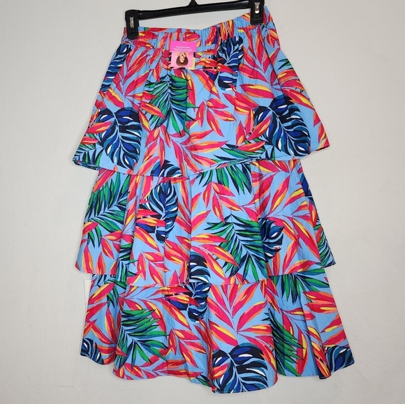 NWT Tabitha Brown × Target Pull On Tiered Vibrant Tropical Floral Midi Skirt XXS - Picture 12 of 14
